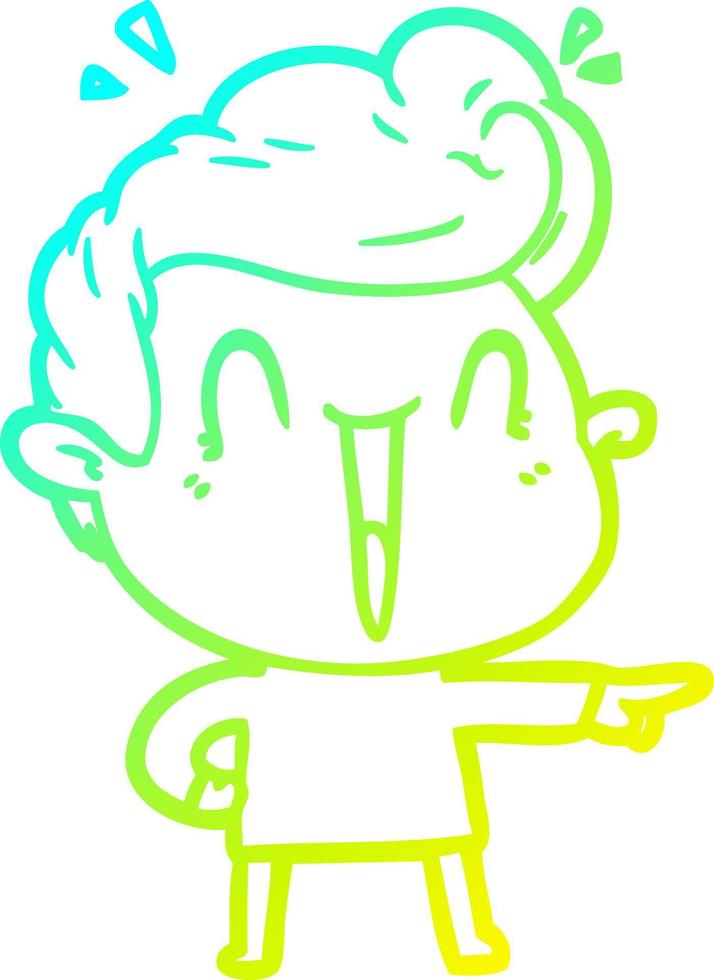 cold gradient line drawing cartoon excited man vector