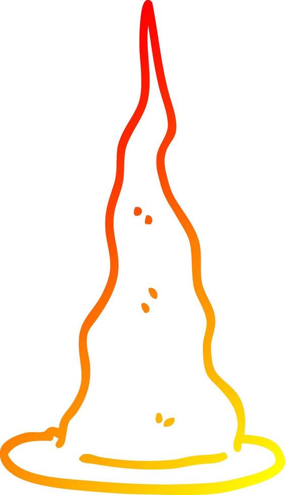 warm gradient line drawing cartoon witch hat vector