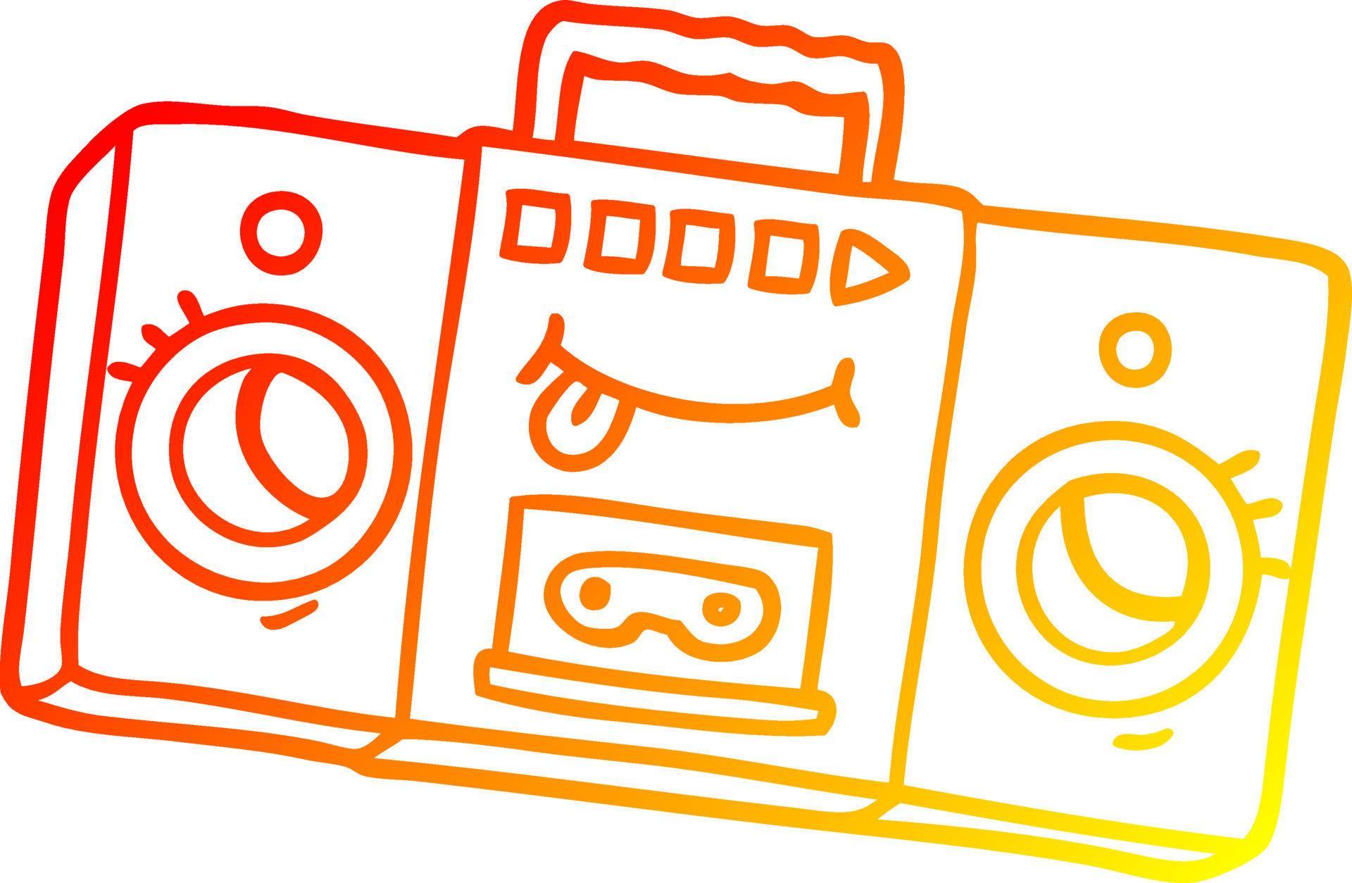 warm gradient line drawing cartoon retro cassette tape player 11941652