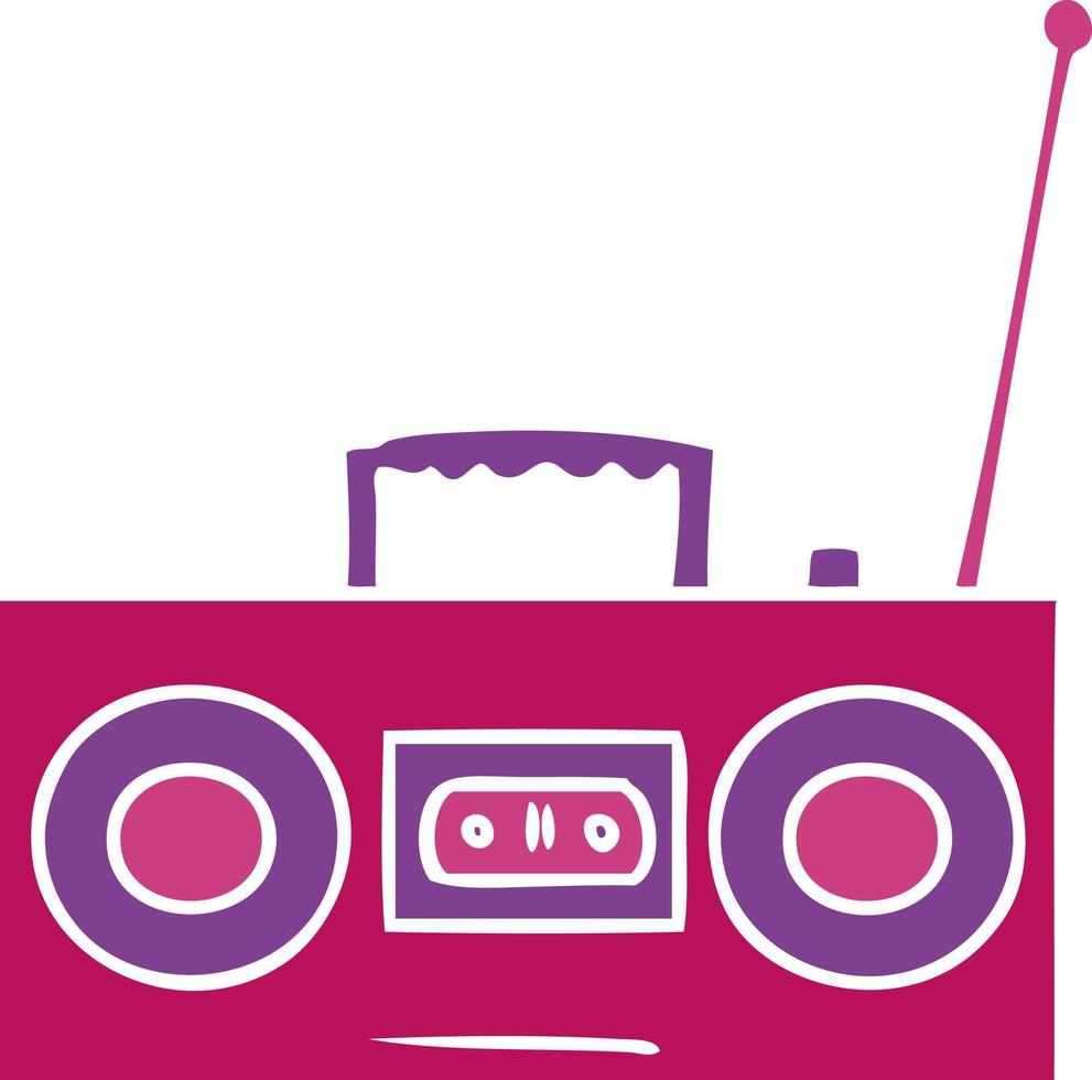 cartoon doodle of a retro cassette player vector