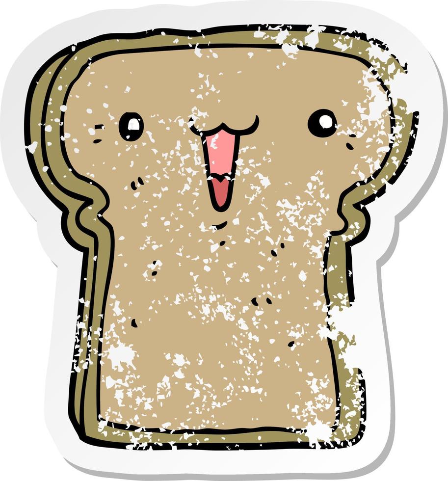 distressed sticker of a cute cartoon toast vector