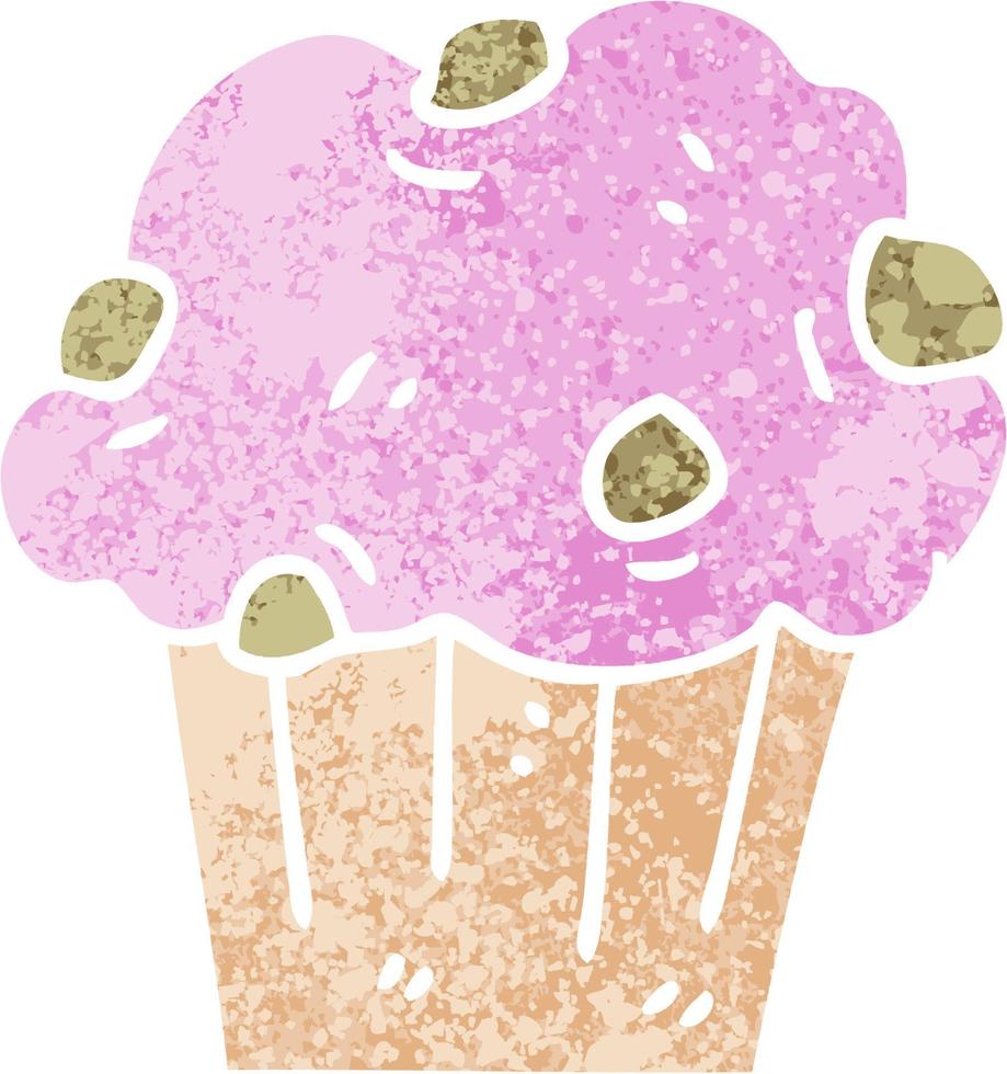 quirky retro illustration style cartoon muffin cake 11941672 Vector Art