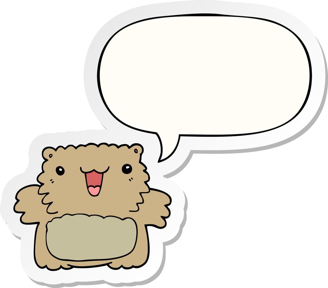 cartoon bear and speech bubble sticker vector