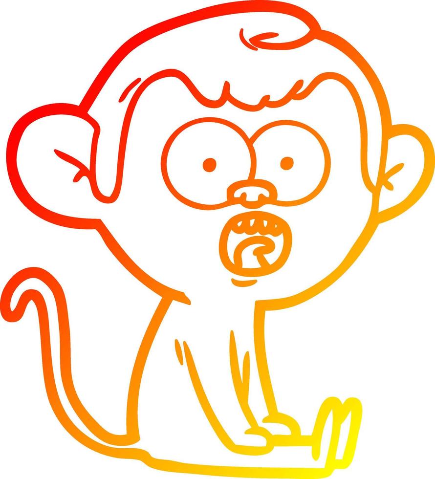 warm gradient line drawing cartoon shocked monkey vector