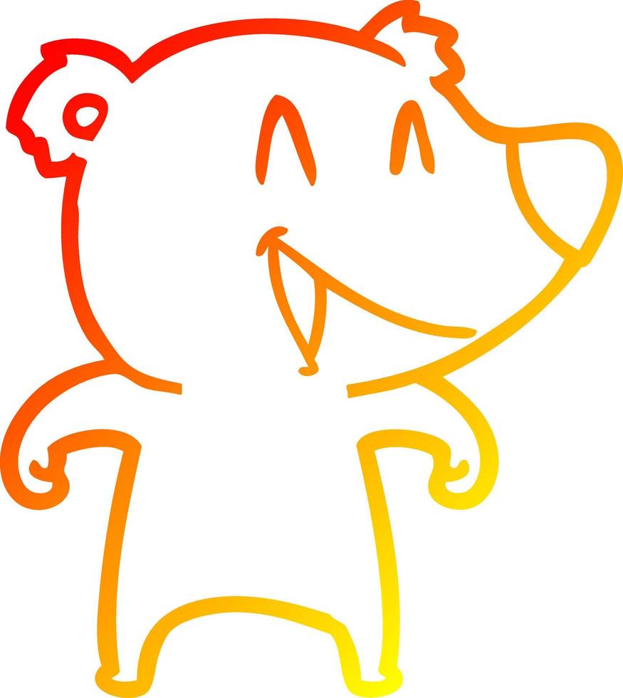 warm gradient line drawing laughing bear cartoon vector