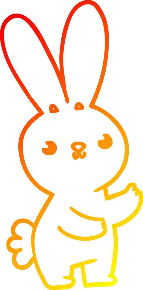 dibujo de línea de gradiente cálido lindo conejo de dibujos animados vector