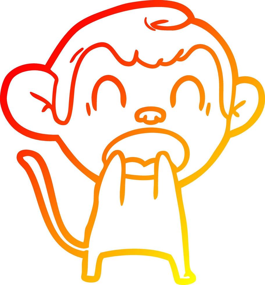 warm gradient line drawing shouting cartoon monkey vector