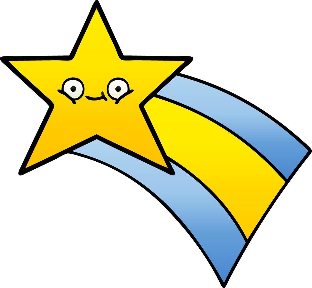 gradient shaded cartoon shooting rainbow star vector