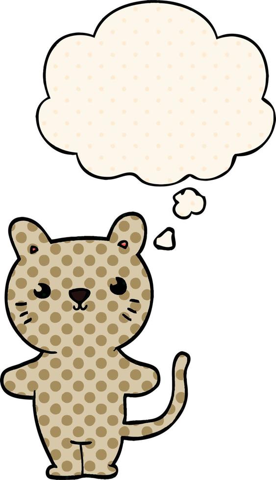 cartoon cat and thought bubble in comic book style vector