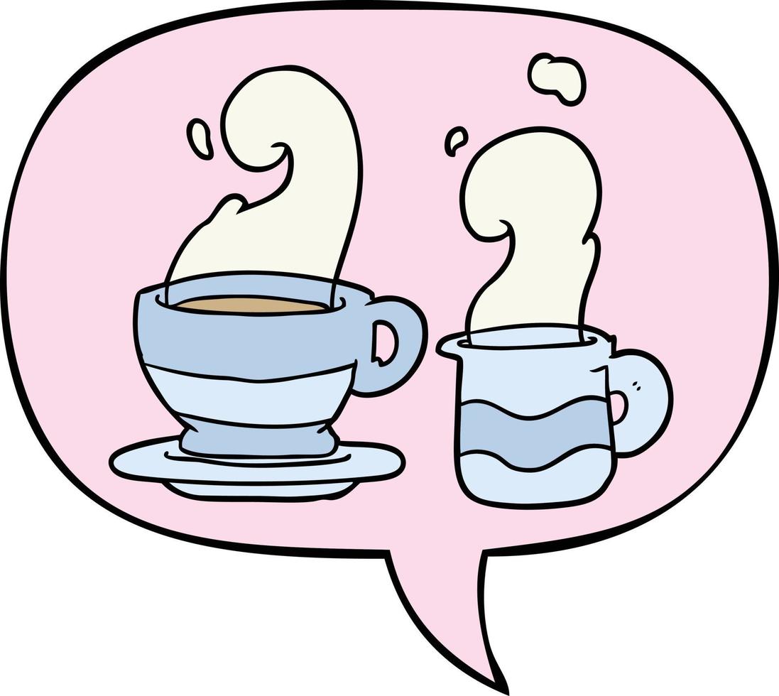 cartoon cup of coffee and speech bubble vector