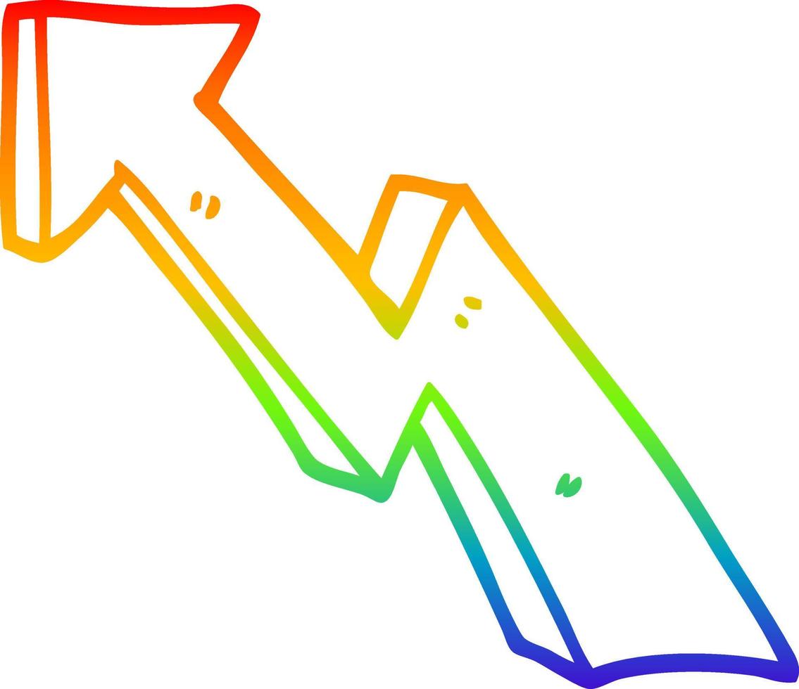 rainbow gradient line drawing cartoon rising arrow vector