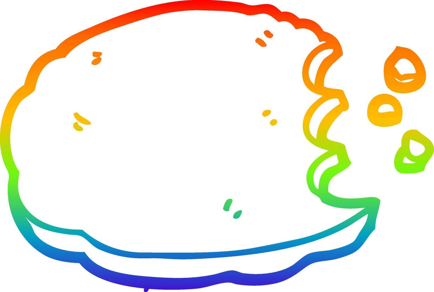 galleta de dibujos animados de dibujo de línea de gradiente de arco iris vector