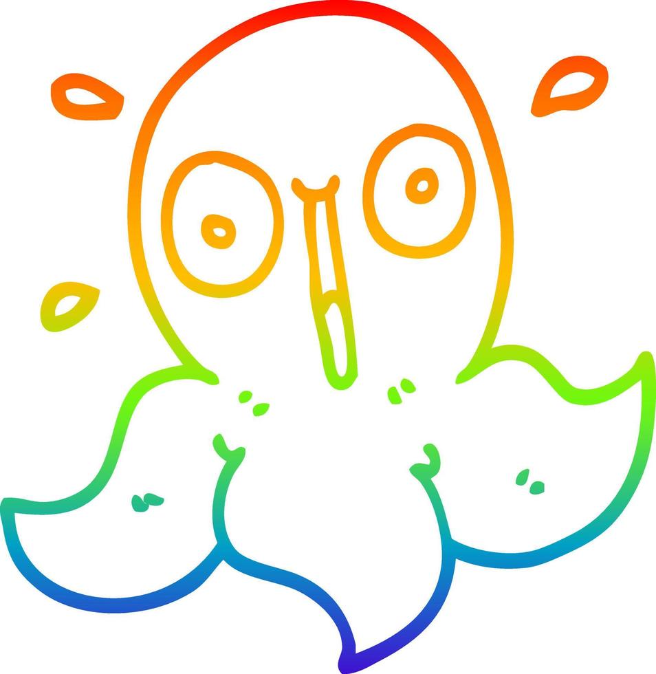 rainbow gradient line drawing cartoon funny octopus vector