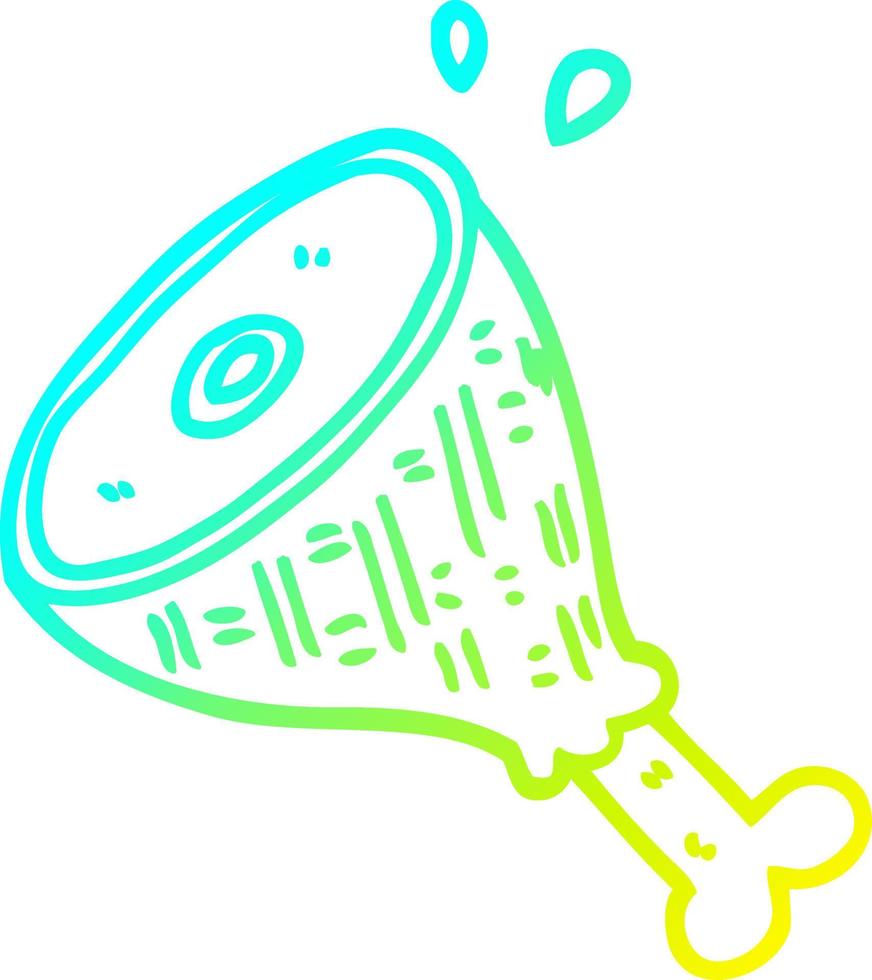 cold gradient line drawing cartoon cooked meat vector