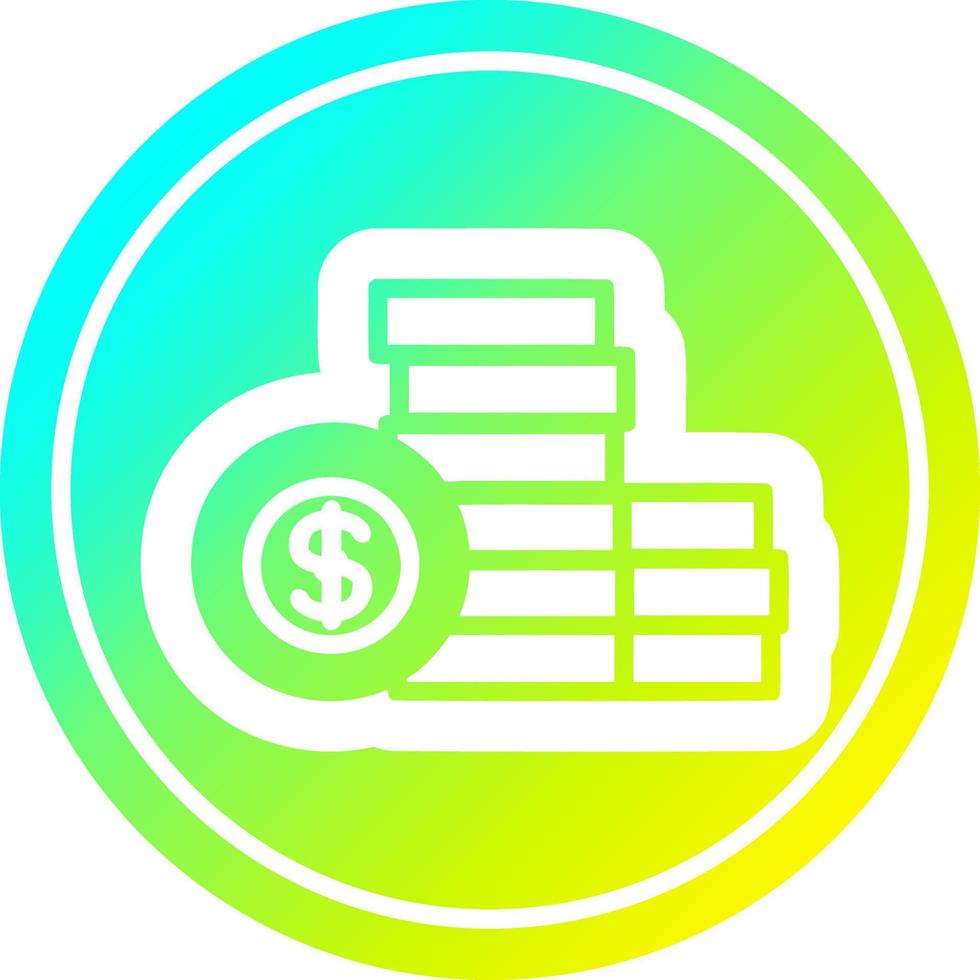 stacked money circular in cold gradient spectrum vector