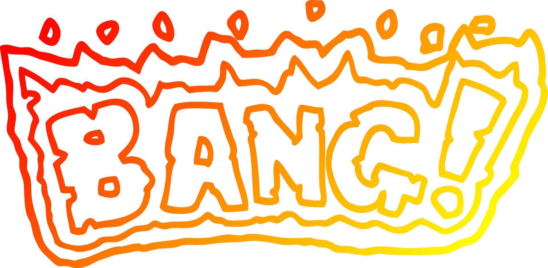 warm gradient line drawing cartoon word bang vector