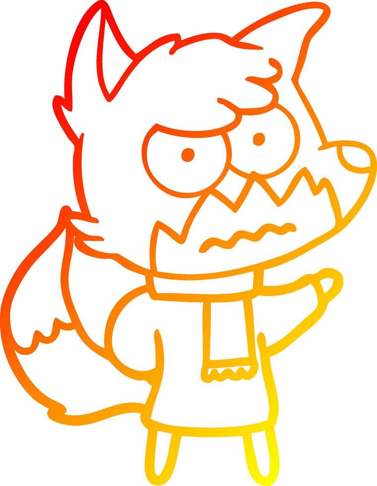 warm gradient line drawing cartoon annoyed fox vector
