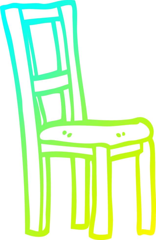 cold gradient line drawing cartoon wooden chair vector