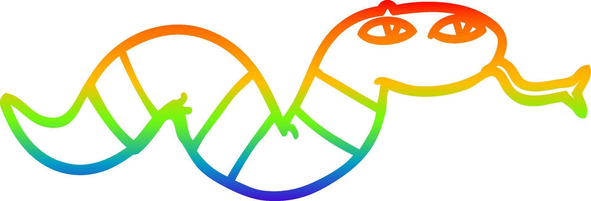 rainbow gradient line drawing cartoon snake vector