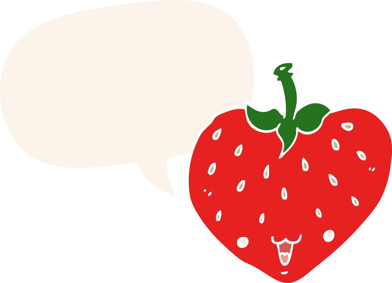 cartoon strawberry and speech bubble in retro style vector