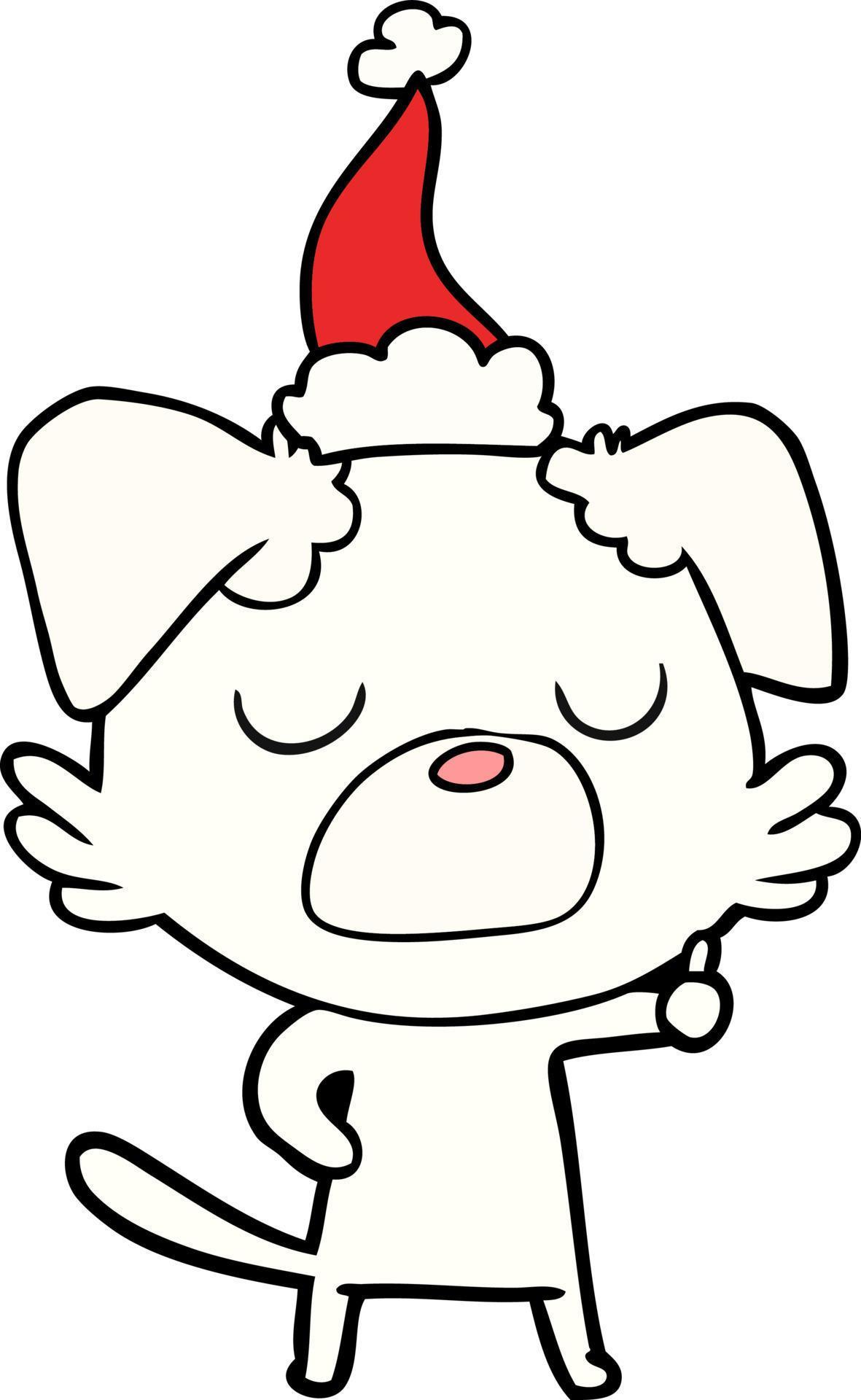 line drawing of a dog wearing santa hat 11942111 Vector Art at Vecteezy