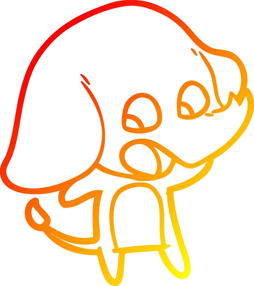 warm gradient line drawing cute cartoon elephant vector