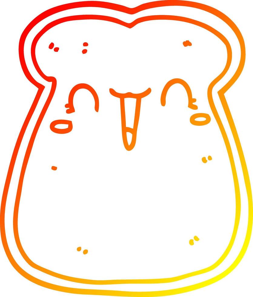 warm gradient line drawing cute cartoon slice of toast vector