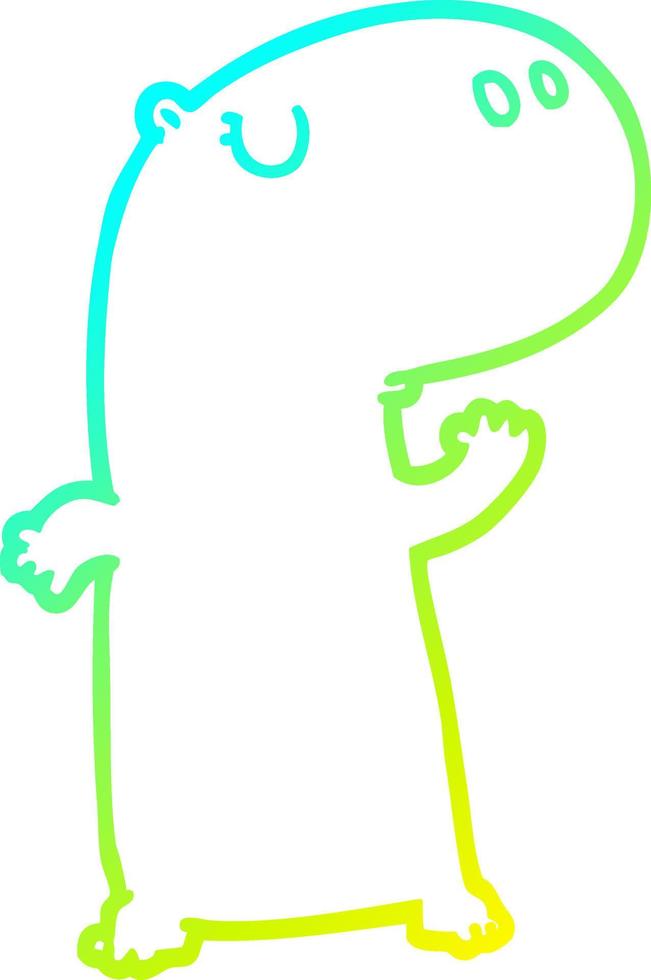 cold gradient line drawing cartoon hippopotamus vector