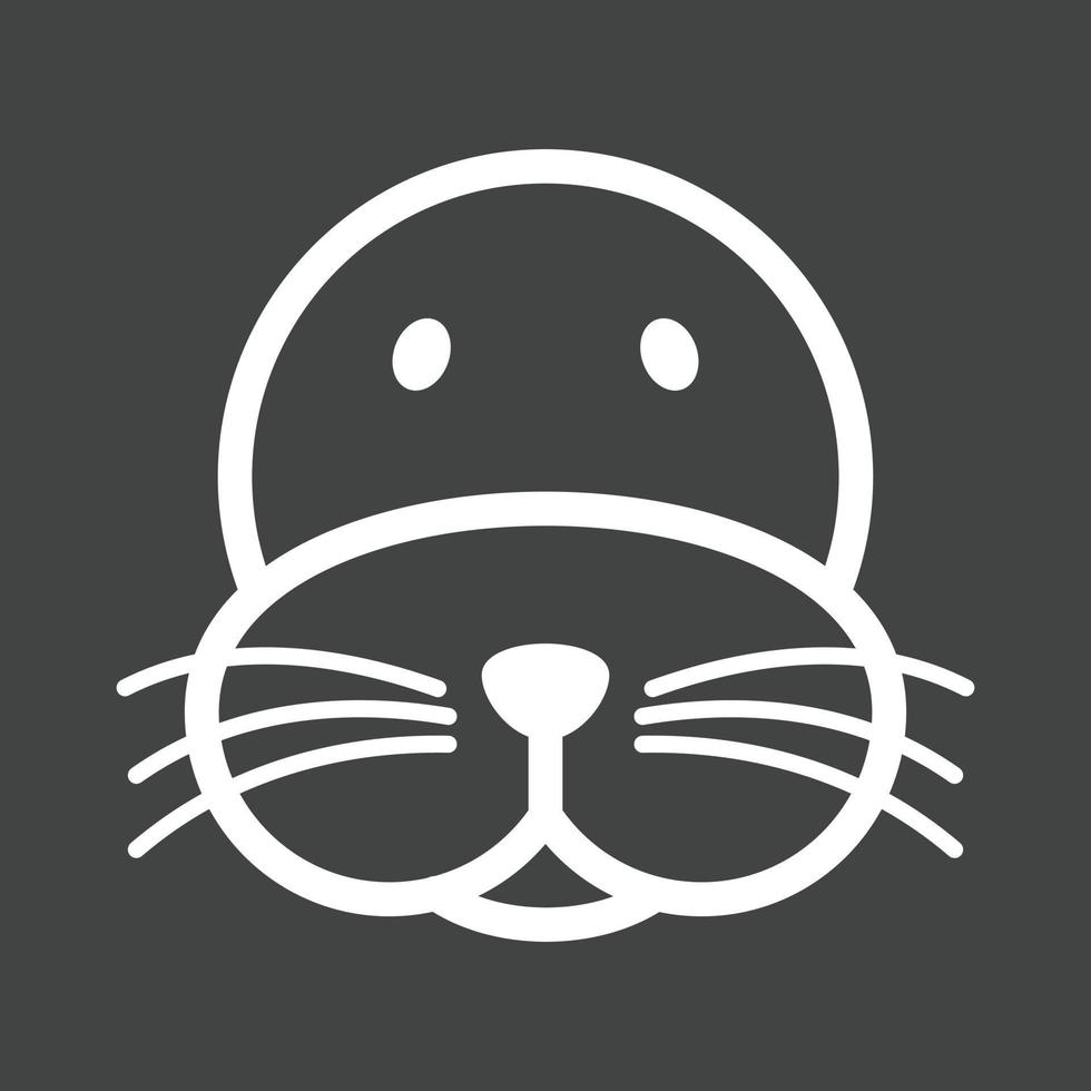 Sea Lion Face Line Inverted Icon vector