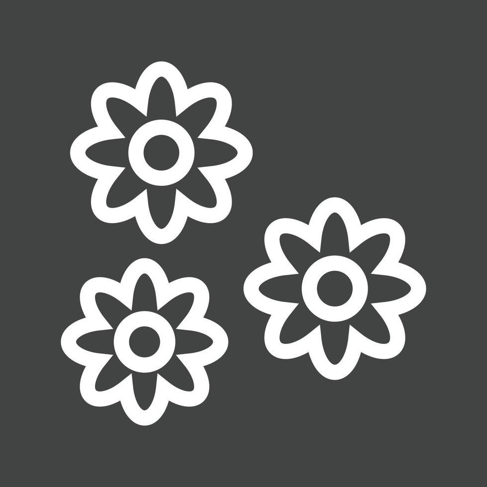 icono de línea de flores invertida vector
