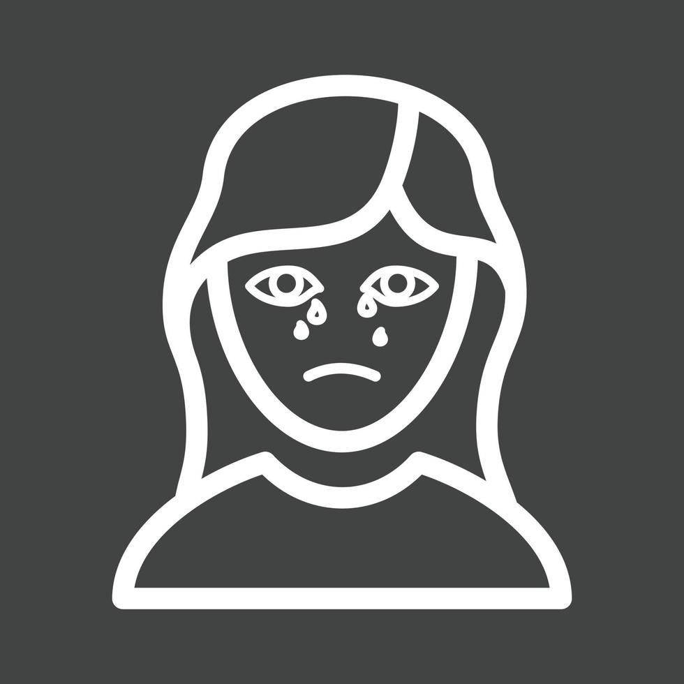 Crying Woman Line Inverted Icon vector