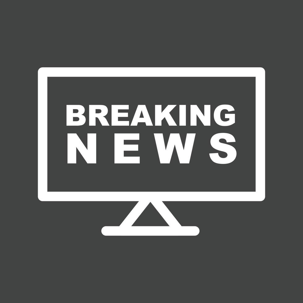 Breaking News on TV Line Inverted Icon vector