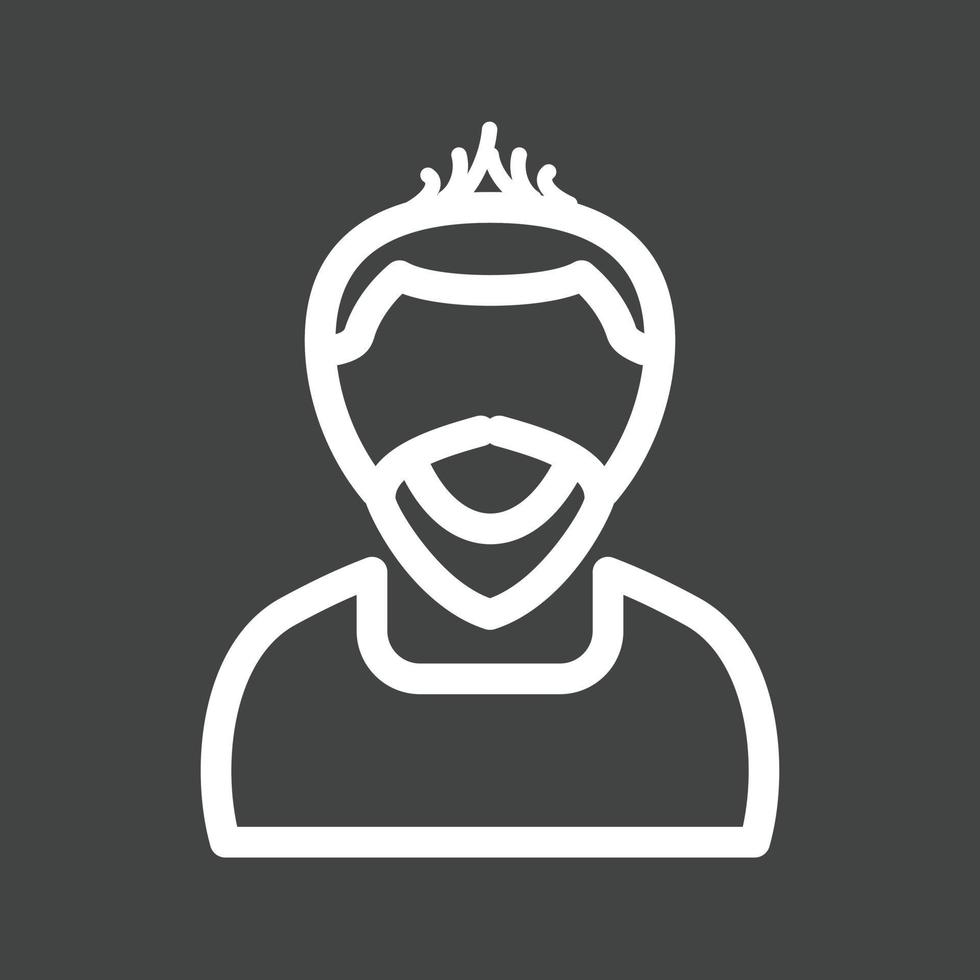 Man in Punk Hairstyle Line Inverted Icon vector