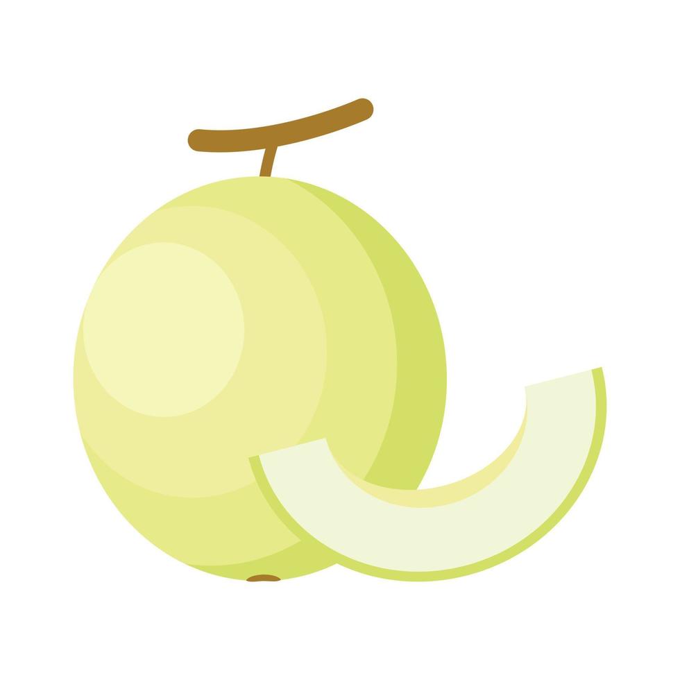 Ilustración de vector de imágenes prediseñadas de diseño plano de melón dulce aislado en un fondo blanco