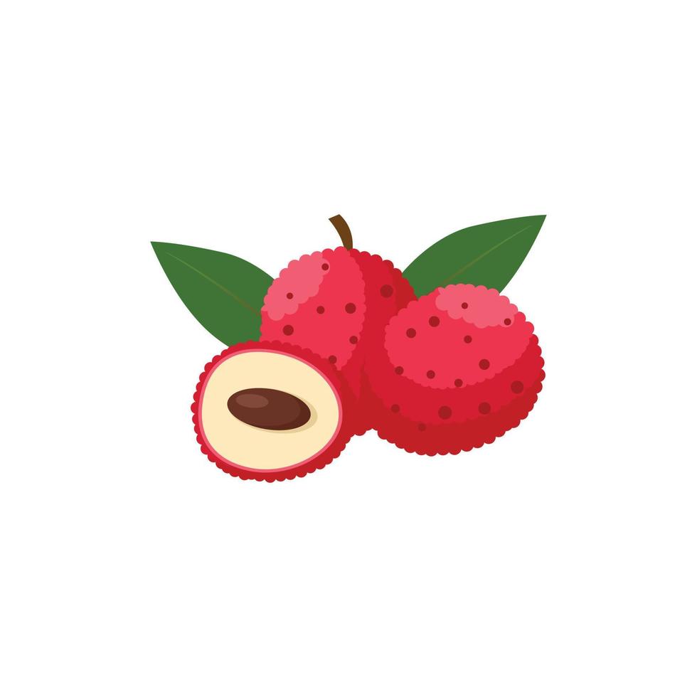 Lychee Flat design clip art vector illustration isolated on a white background