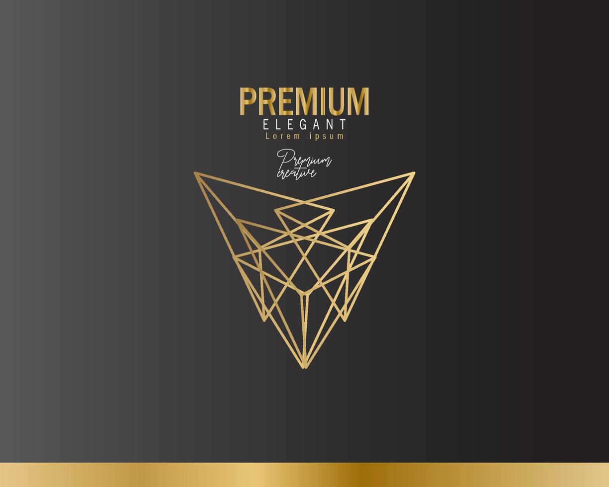 Abstract Luxury Template with Gold Diamond Outlined Shape vector