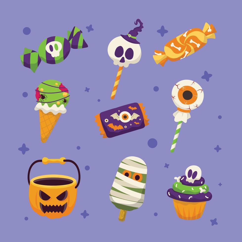 Trick or Treat Candy Icon Collection vector