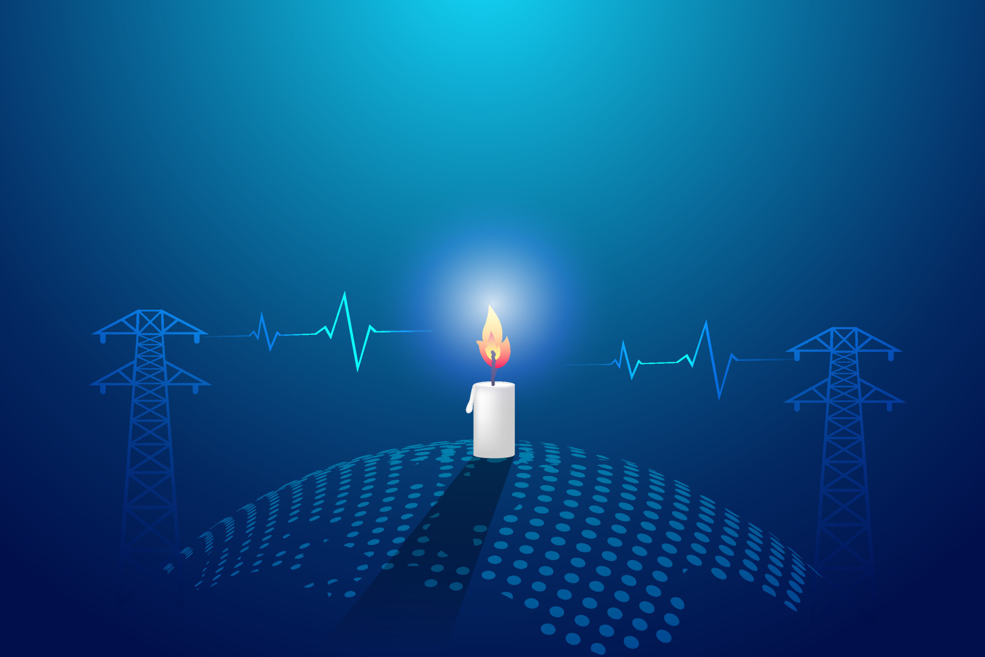 Energy crisis, shortage and demand of electricity energy. Candle