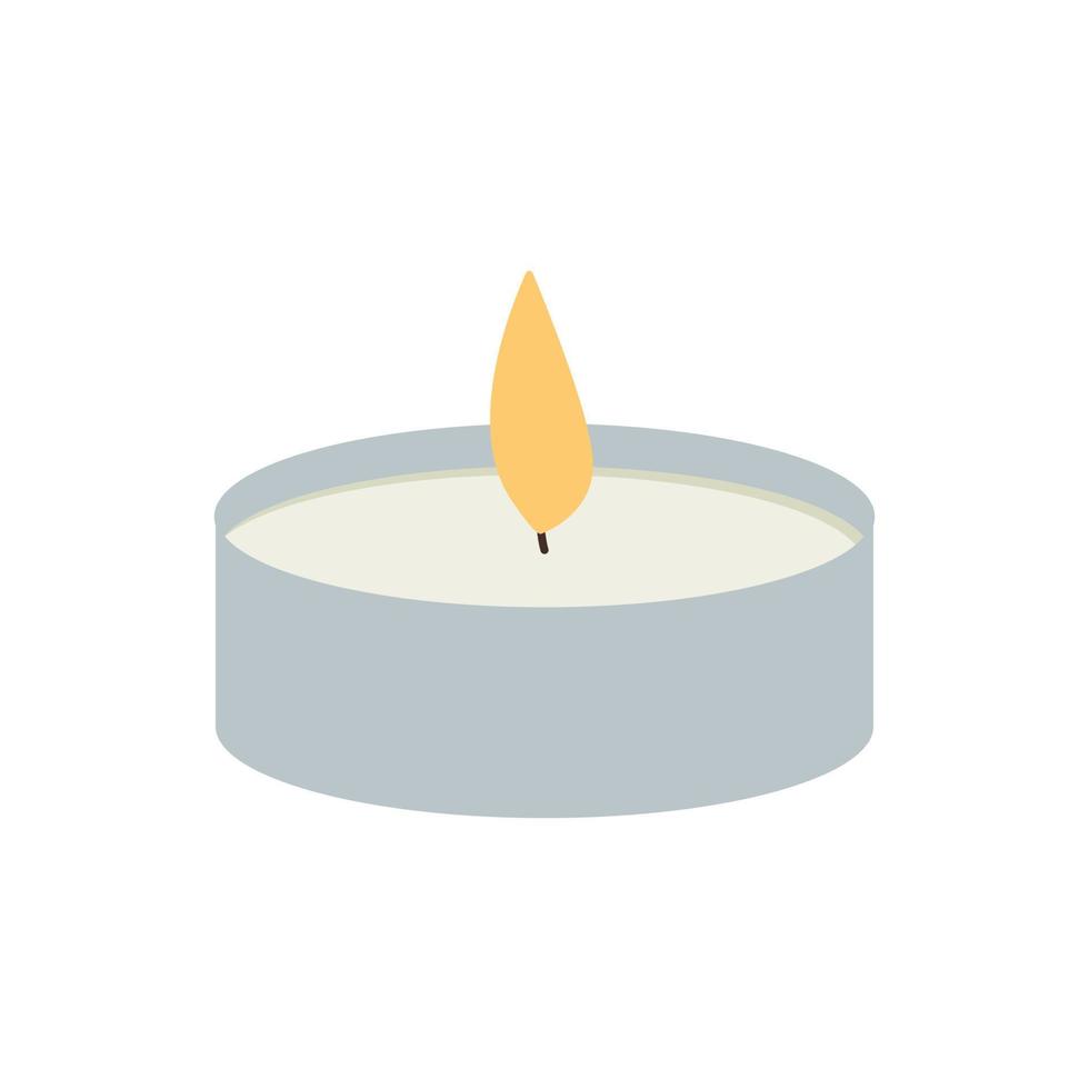 Tea light candle isolated on white background. Simple flat style. vector