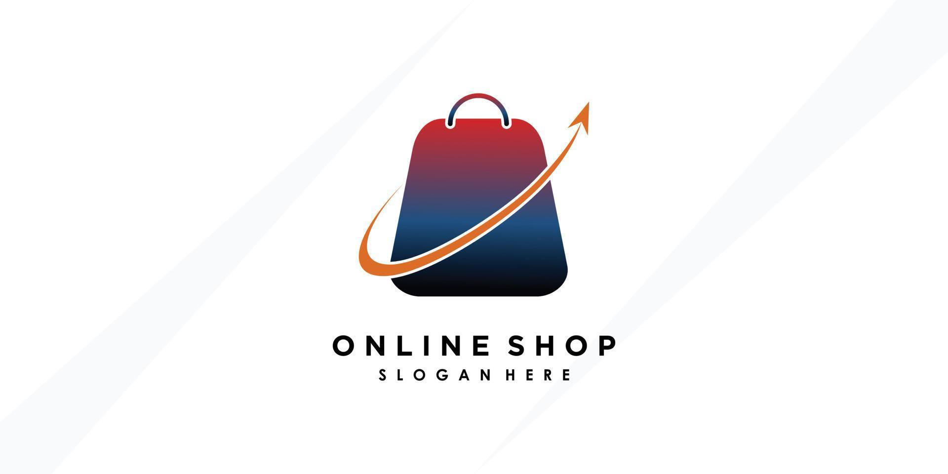 online shop logo design with creative concept premium verctor vector
