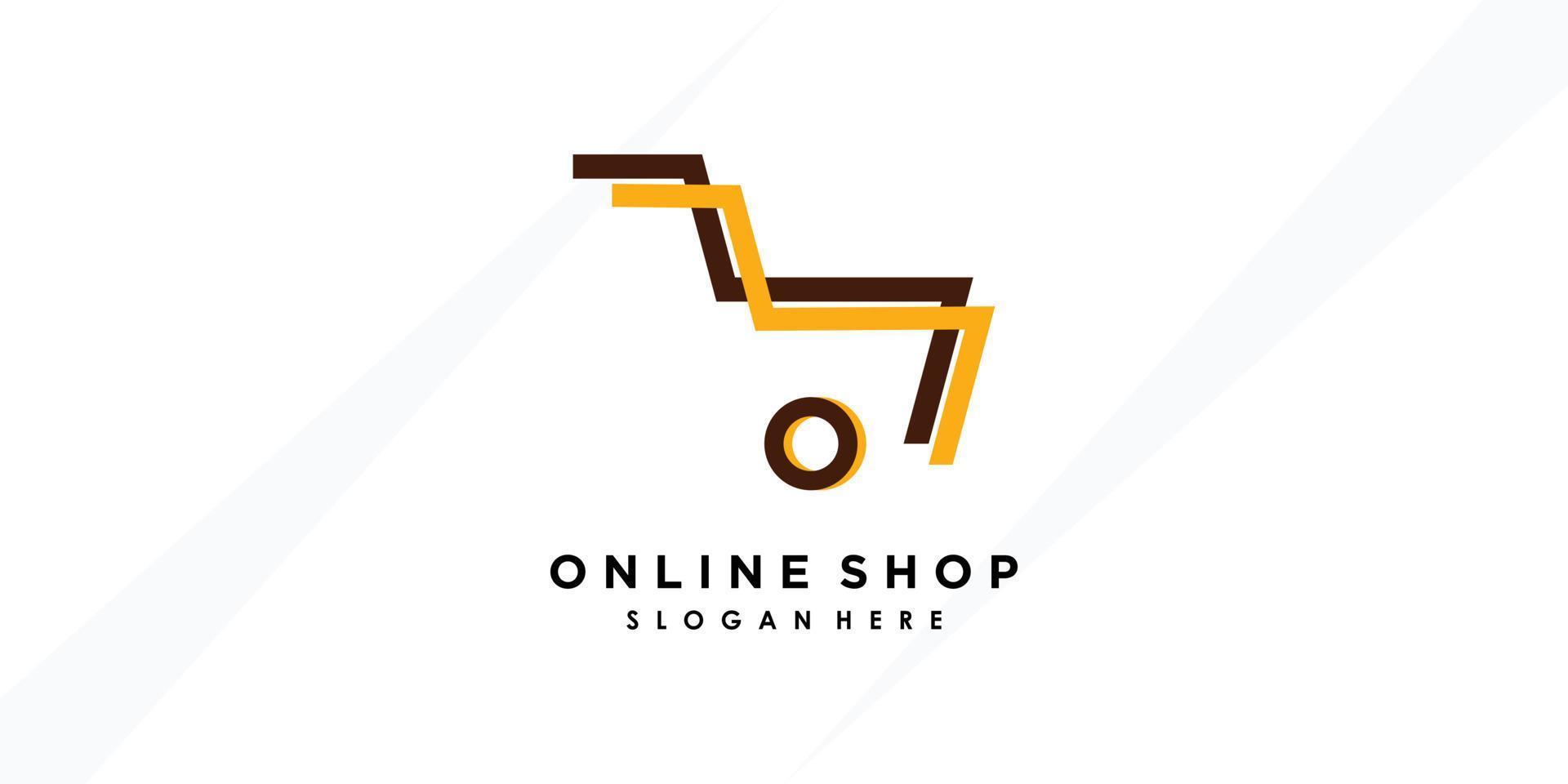online shop logo design with creative concept premium verctor vector