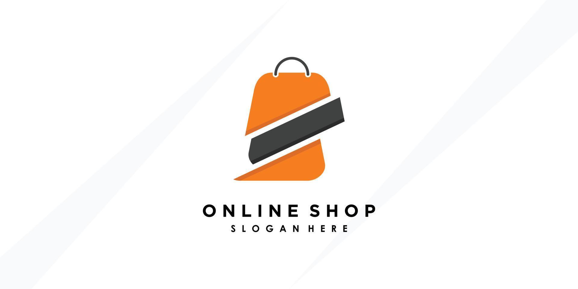 online shop logo design with creative concept premium verctor vector