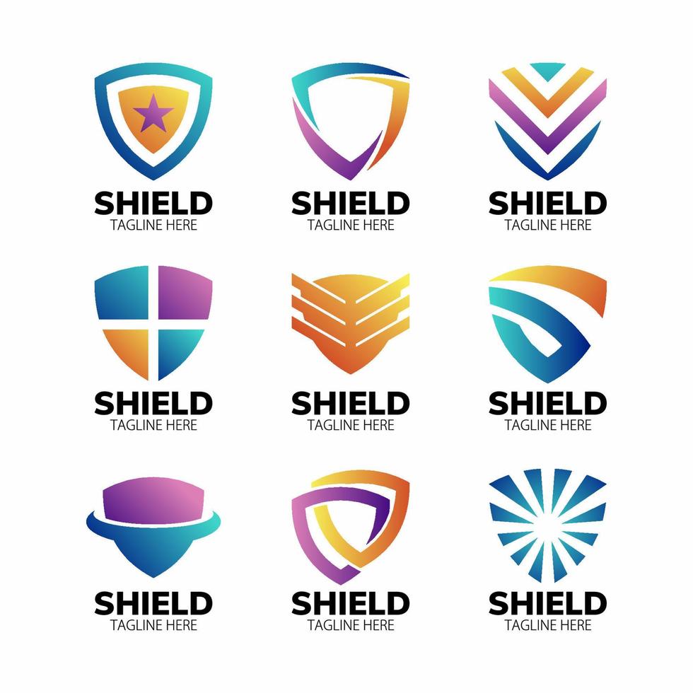 Shield Protection Logo Collection For Company Or Business vector