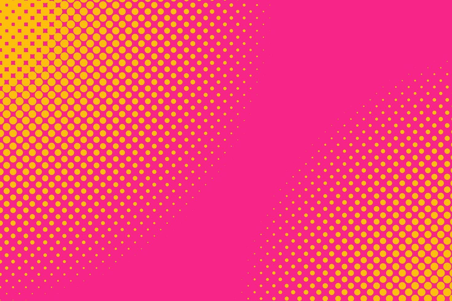 Pink yellow pop art background with halftone dots in retro comic style. Vector illustration.
