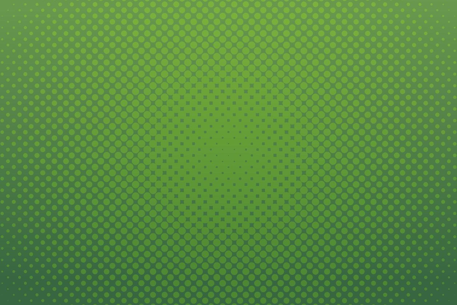 Green pop art background with halftone dots in retro comic style. Vector illustration.