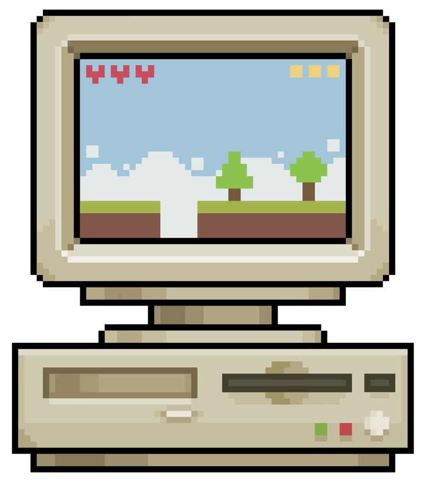 computadora antigua de pixel art con icono de vector de juego de plataforma  retro de 8 bits para juego de 8 bits sobre fondo blanco 11943266 Vector en  Vecteezy