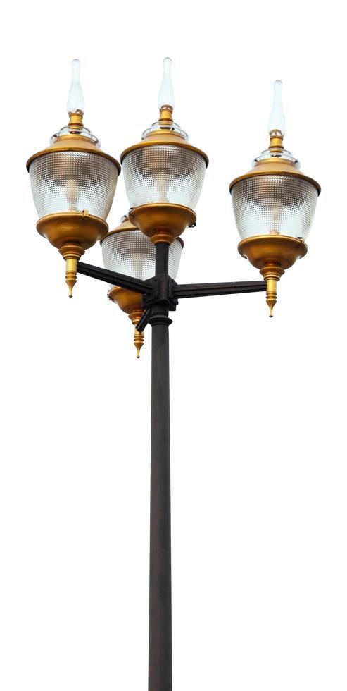 lamp post electricity isolated on white with clipping path photo