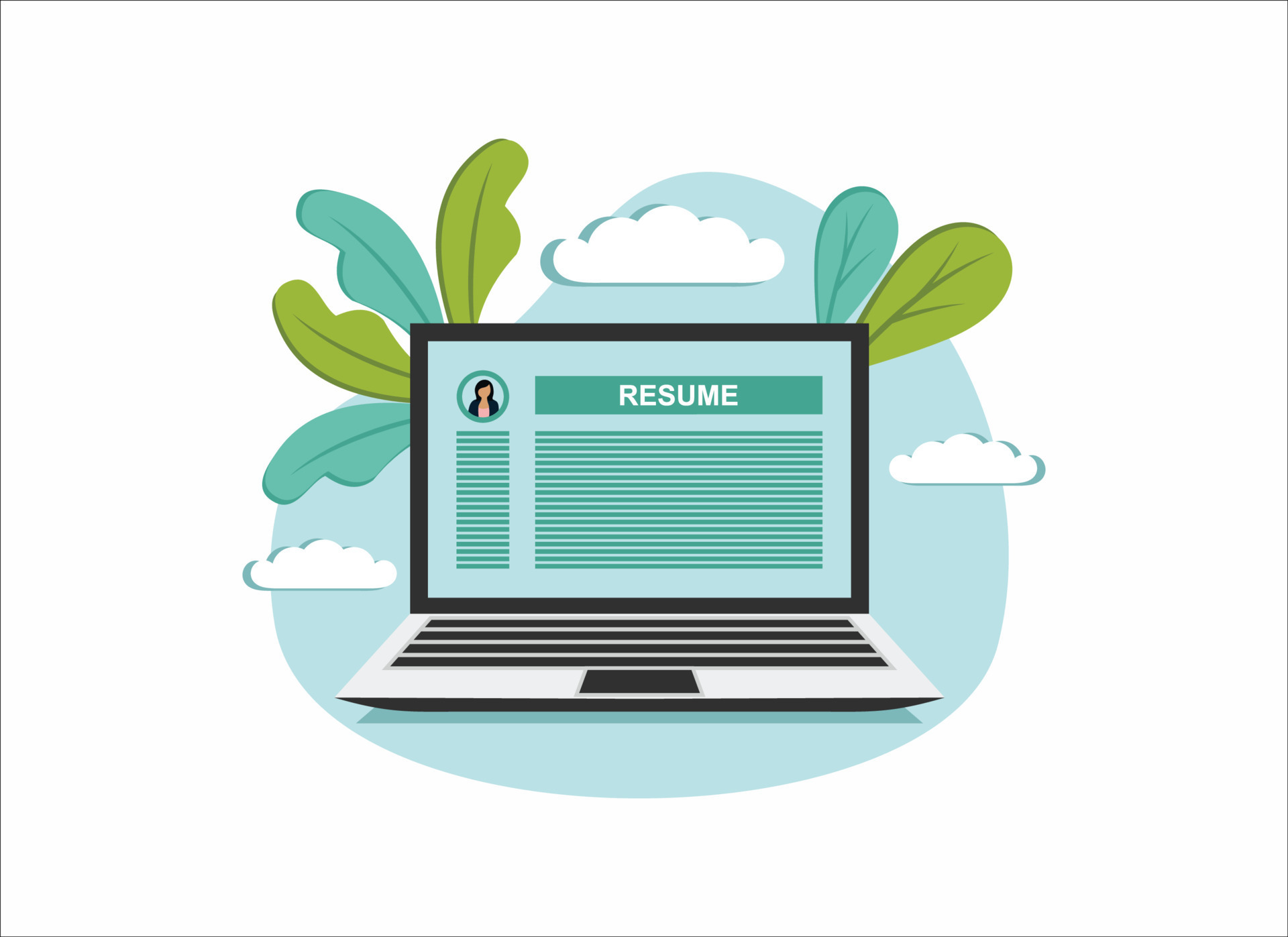 CV resume. Job interview concept. Writing a resume. Laptop with