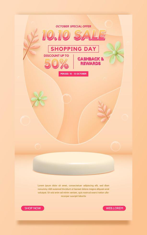 10.10 sale shopping day social media marketing poster template vector