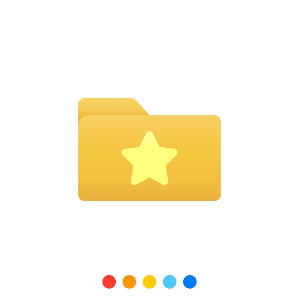 Flat folder design element with star symbol, Folder icon, Vector and Illustration.